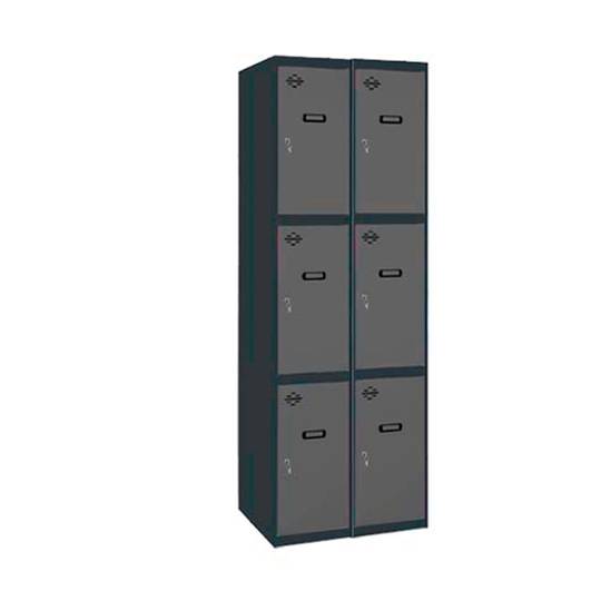 Metal storage locker with 2 modules and 3 compartments 1800 x 600 x 500 mm by Simonrack anthracite and anthracite color