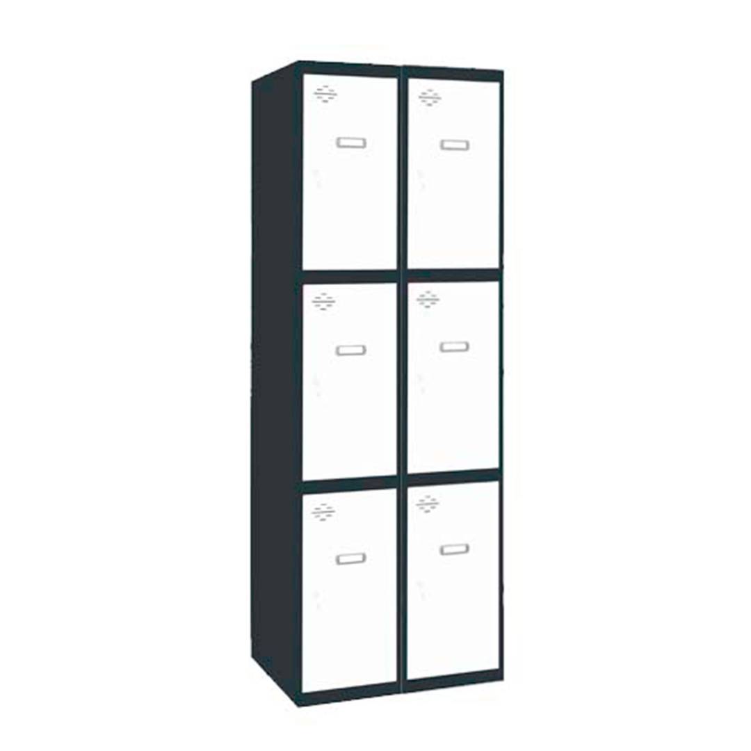 Metalowa szafka magazynowa z 2 modułami i 3 przegrodami 1800 x 600 x 500 mm firmy RackMatic w kolorze antracytowym i białym