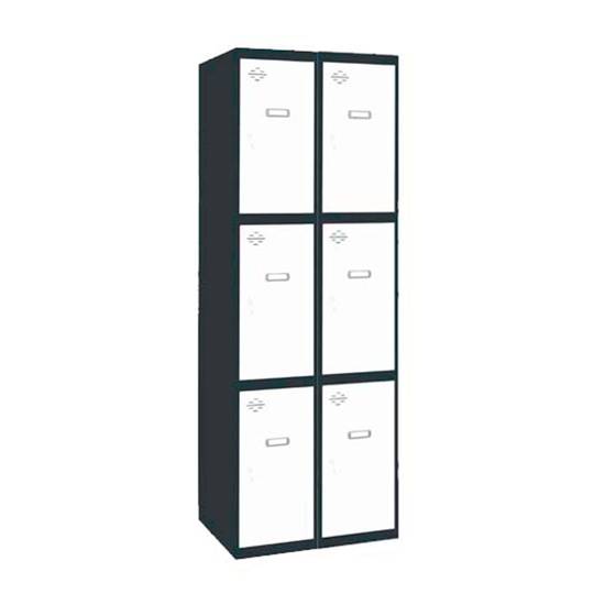 Metalowa szafka magazynowa z 2 modułami i 3 przegrodami 1800 x 600 x 500 mm firmy RackMatic w kolorze antracytowym i białym