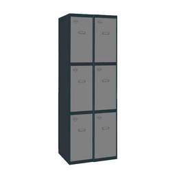 Metalowa szafka magazynowa z 2 modułami i 3 przegrodami 1800 x 600 x 500 mm firmy RackMatic w kolorze antracytowym i szarym