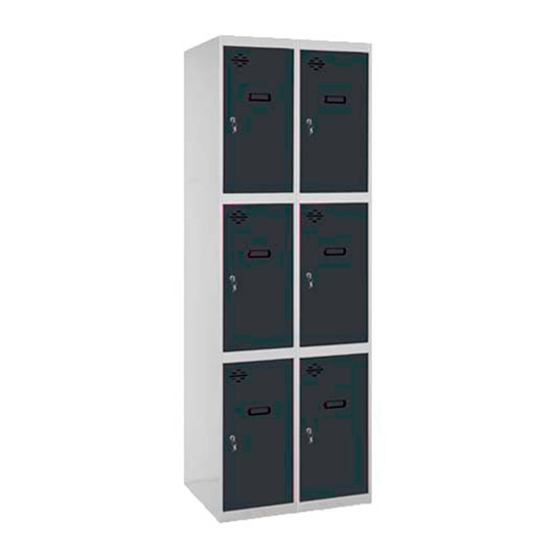 Metal storage locker with 2 modules and 3 compartments 1800 x 600 x 500 mm by Simonrack in gray and anthracite color