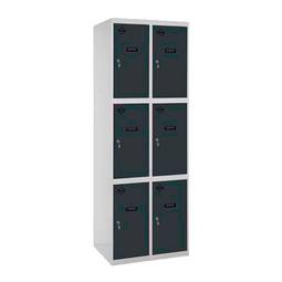 Metalowa szafka magazynowa z 2 modułami i 3 przegrodami 1800 x 600 x 500 mm firmy RackMatic w kolorze szarym i antracytowym
