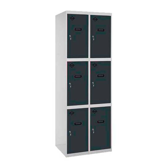 Metal storage locker with 2 modules and 3 compartments 1800 x 600 x 500 mm by Simonrack in gray and anthracite color