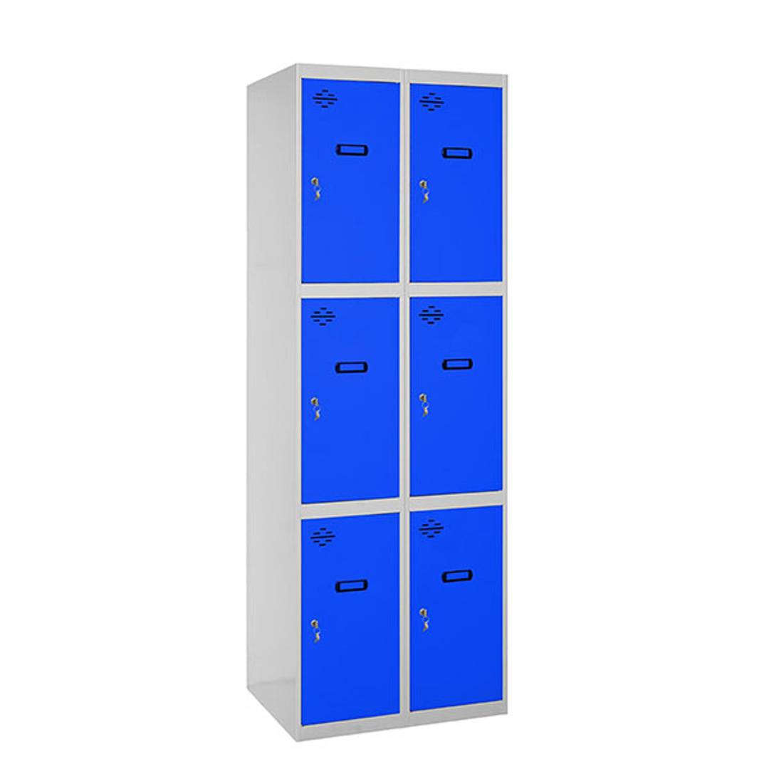 Metal storage locker with 2 modules and 3 compartments 1800 x 600 x 500 mm by Simonrack in gray and blue