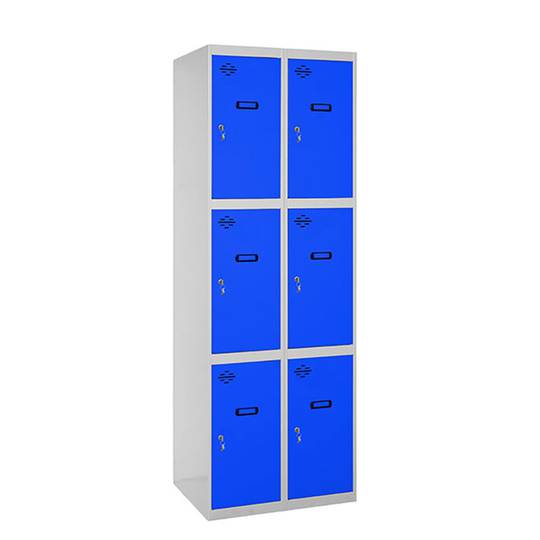 Metal storage locker with 2 modules and 3 compartments 1800 x 600 x 500 mm by Simonrack in gray and blue