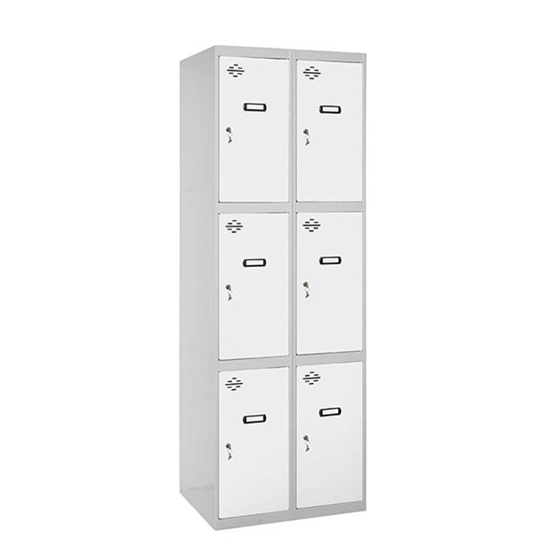 Metal storage locker with 2 modules and 3 compartments 1800 x 600 x 500 mm by Simonrack in gray and white color