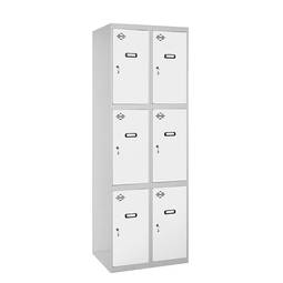 Metalowa szafa magazynowa z 2 modułami i 3 przegrodami 1800 x 600 x 500 mm firmy RackMatic w kolorze szarym i białym
