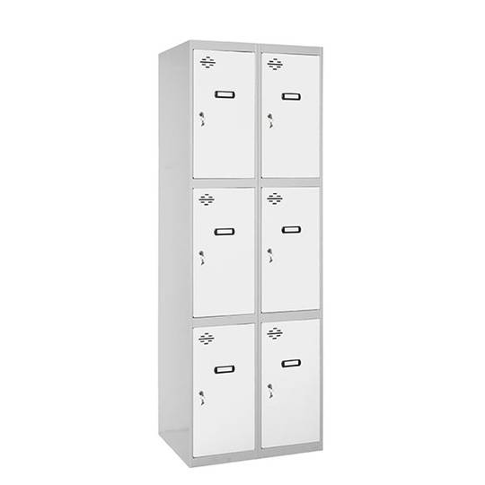 Metal storage locker with 2 modules and 3 compartments 1800 x 600 x 500 mm by Simonrack in gray and white color