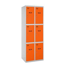 Metal storage locker with 2 modules and 3 compartments 1800 x 600 x 500 mm by Simonrack in gray and orange color