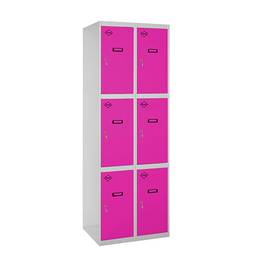Taquilla consigna de metal de 2 módulos de 3 compartimentos 1800 x 600 x 500 mm Simonlocker Simonrack color gris y rosa