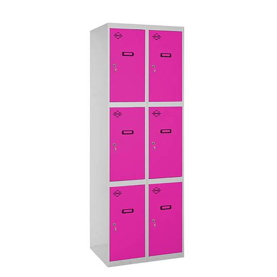 Metalllagerschrank mit 2 Modulen mit 3 Fächern 1800 x 600 x 500 mm von RackMatic in Grau und Pink