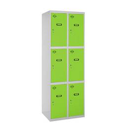 Metalowa szafa magazynowa z 2 modułami i 3 przegrodami 1800 x 600 x 500 mm firmy RackMatic w kolorze szarym i zielonym