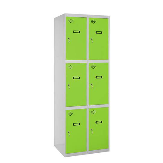 Taquilla consigna de metal de 2 módulos de 3 compartimentos 1800 x 600 x 500 mm Simonlocker Simonrack color gris y verde