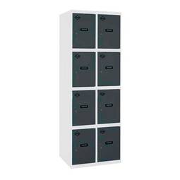 Metalen opbergkast met 2 modules en 4 vakken 1800 x 600 x 500 mm van RackMatic, kleur wit en antraciet
