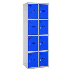 Metal storage locker with 2 modules and 4 compartments 1800 x 600 x 500 mm by Simonrack in gray and blue