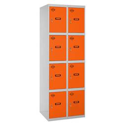 Metalen opbergkast met 2 modules en 4 vakken 1800 x 600 x 500 mm van RackMatic in grijze en oranje kleur