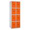 Taquilla consigna de metal de 2 módulos de 4 compartimentos 1800 x 600 x 500 mm Simonlocker Simonrack color gris y naranja