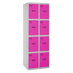 Metalen opbergkast met 2 modules en 4 vakken 1800 x 600 x 500 mm van RackMatic in grijze en roze kleur