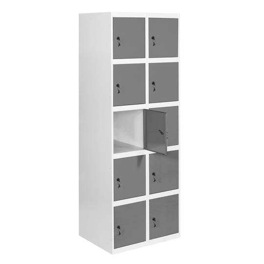 Metalllagerschrank mit 2 Modulen mit 5 Fächern 1800 x 600 x 500 mm von RackMatic in Weiß und Anthrazit