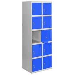 Casier de rangement en métal avec 2 modules de 5 compartiments 1800 x 600 x 500 mm par RackMatic de couleur gris et bleu