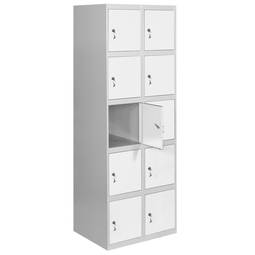 Armário de armazenamento de metal com 2 módulos com 5 compartimentos 1800 x 600 x 500 mm da RackMatic na cor cinza e branco