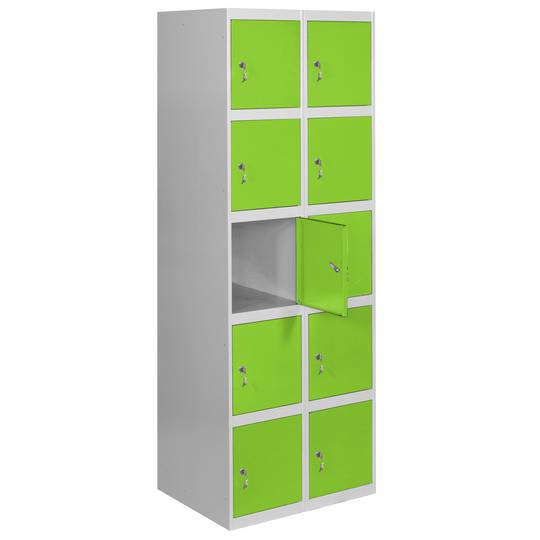 Metalllagerschrank mit 2 Modulen mit 5 Fächern 1800 x 600 x 500 mm von RackMatic in Grau und Grün