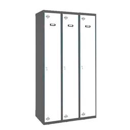 Metalowa szafka do przechowywania z 3 modułami po 1 przegródkach 1800 x 900 x 500 mm firmy RackMatic w kolorze antracytowym i białym