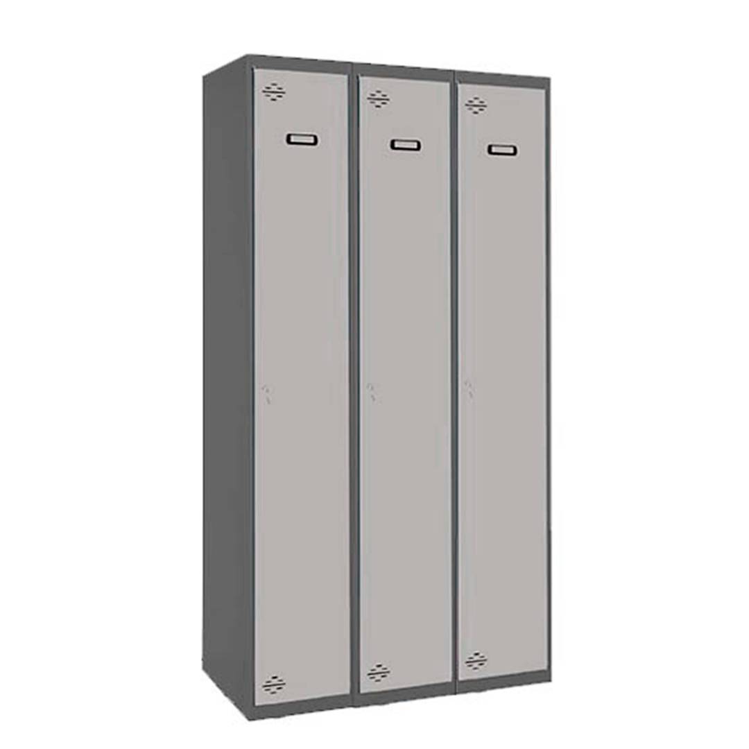 Metal storage locker with 3 modules of 1 compartments 1800 x 900 x 500 mm by Simonrack anthracite and gray color