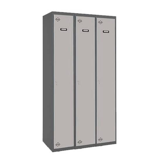 Metal storage locker with 3 modules of 1 compartments 1800 x 900 x 500 mm by Simonrack anthracite and gray color