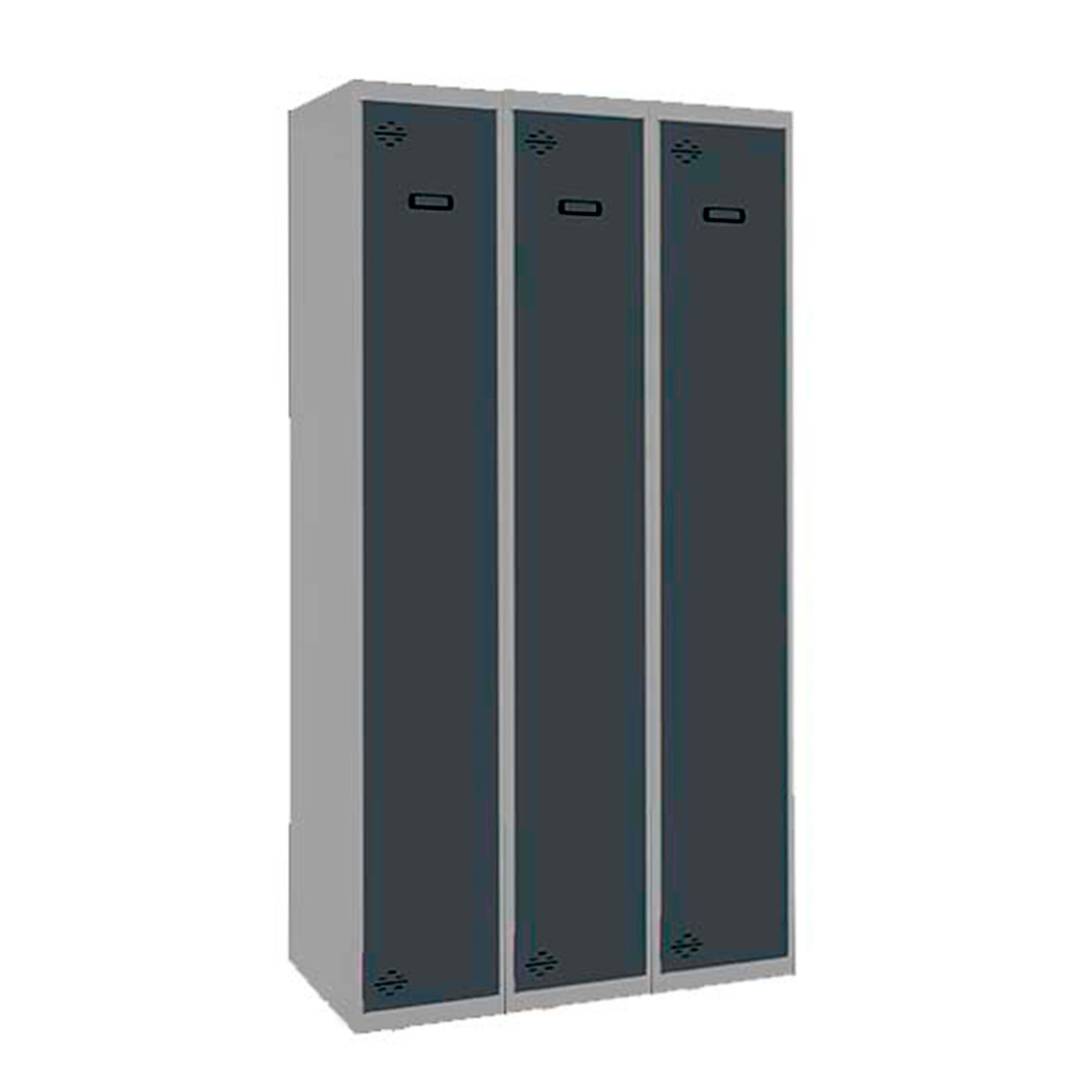 Taquilla consigna de metal de 3 módulos de 1 compartimentos 1800 x 900 x 500 mm Simonlocker Simonrack color gris y antracita