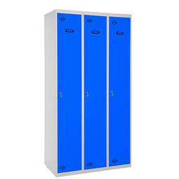 Armário de armazenamento de metal com 3 módulos de 1 compartimento 1800 x 900 x 500 mm da RackMatic na cor cinza e azul