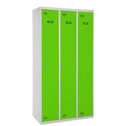 Armário de armazenamento de metal com 3 módulos de 1 compartimento 1800 x 900 x 500 mm da RackMatic na cor cinza e verde