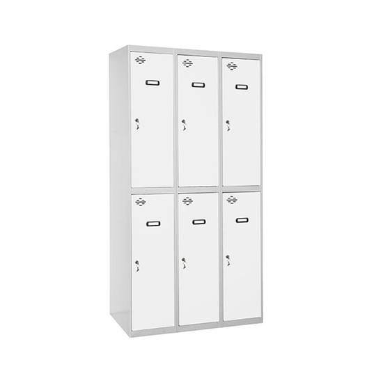 Metal storage locker with 3 modules and 2 compartments 1800 x 900 x 500 mm by Simonrack in gray and white color