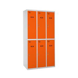 Taquilla consigna de metal de 3 módulos de 2 compartimentos 1800 x 900 x 500 mm Simonlocker Simonrack color gris y naranja