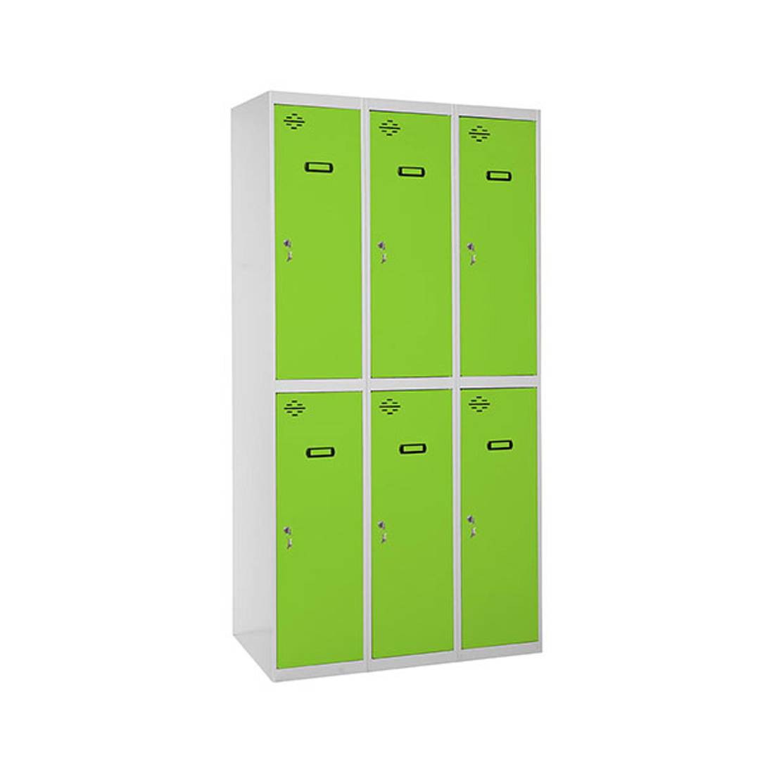 Metalen opbergkast met 3 modules en 2 vakken 1800 x 900 x 500 mm van RackMatic in grijze en groene kleur