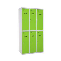 Taquilla consigna de metal de 3 módulos de 2 compartimentos 1800 x 900 x 500 mm Simonlocker Simonrack color gris y verde