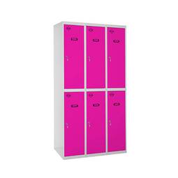 Taquilla consigna de metal de 3 módulos de 2 compartimentos 1800 x 900 x 500 mm Simonlocker Simonrack color gris y rosa