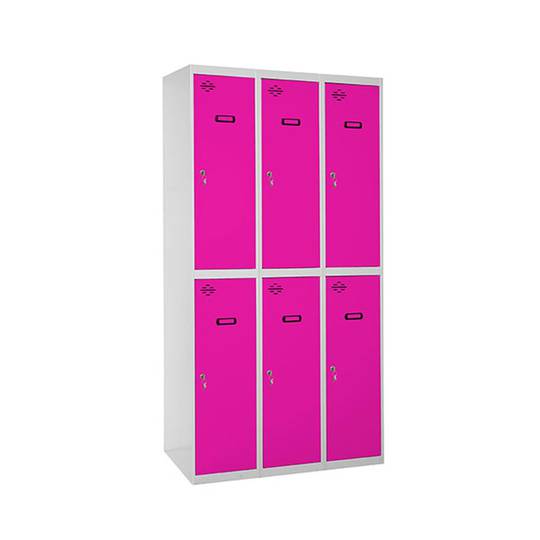 Aufbewahrungsschrank aus Metall mit 3 Modulen und 2 Fächern 1800 x 900 x 500 mm von RackMatic in den Farben Grau und Rosa