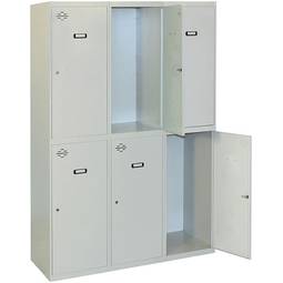Taquilla consigna de metal de 3 módulos de 2 compartimentos 1800 x 900 x 500 mm Simonlocker Simonrack color gris y gris
