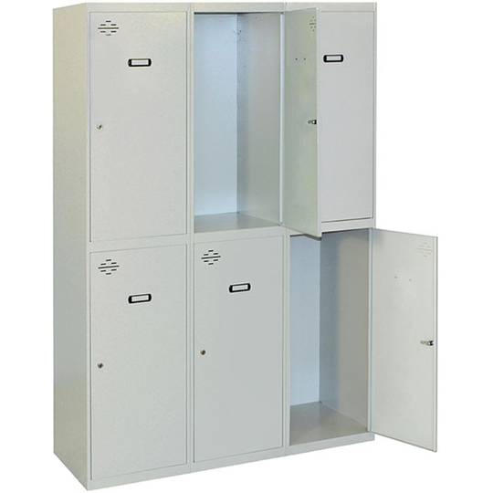 Taquilla consigna de metall de 3 mòduls de 2 compartiments 1800 x 900 x 500 mm de Simonrack color gris i gris
