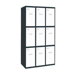 Metalowa szafka magazynowa z 3 modułami i 3 przegrodami 1800 x 900 x 500 mm firmy RackMatic w kolorze antracytowym i białym