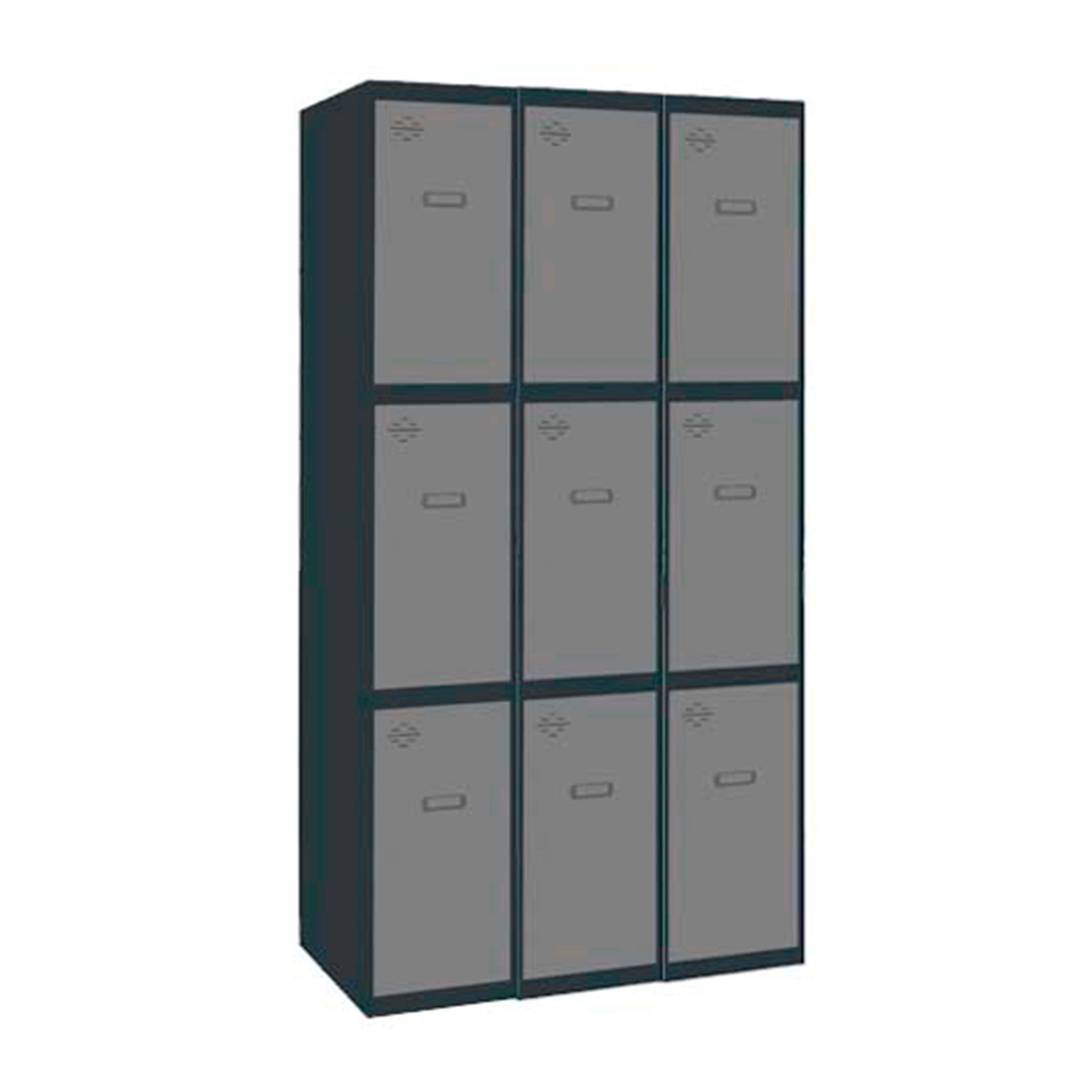 Taquilla consigna de metal de 3 módulos de 3 compartimentos 1800 x 900 x 500 mm Simonlocker Simonrack color antracita y gris