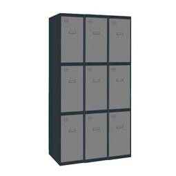 Metalowa szafka magazynowa z 3 modułami i 3 przegródkami 1800 x 900 x 500 mm firmy RackMatic w kolorze antracytowym i szarym