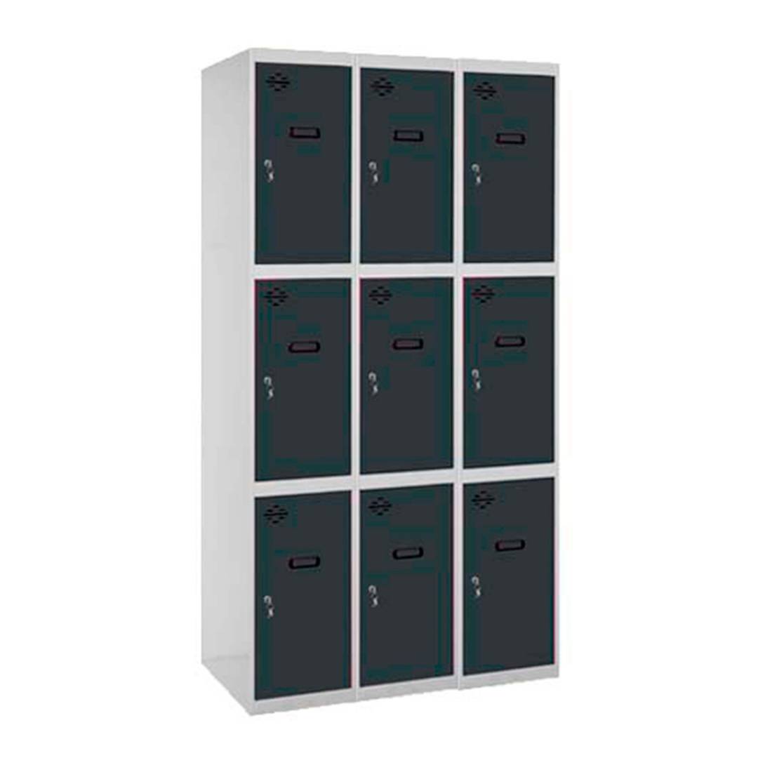 Metal storage locker with 3 modules and 3 compartments 1800 x 900 x 500 mm by Simonrack in gray and anthracite color