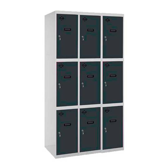 Metal storage locker with 3 modules and 3 compartments 1800 x 900 x 500 mm by Simonrack in gray and anthracite color