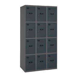 Taquilla consigna de metal de 3 módulos de 4 compartimentos 1800 x 900 x 500 mm Simonlocker Simonrack color antracita y antracita