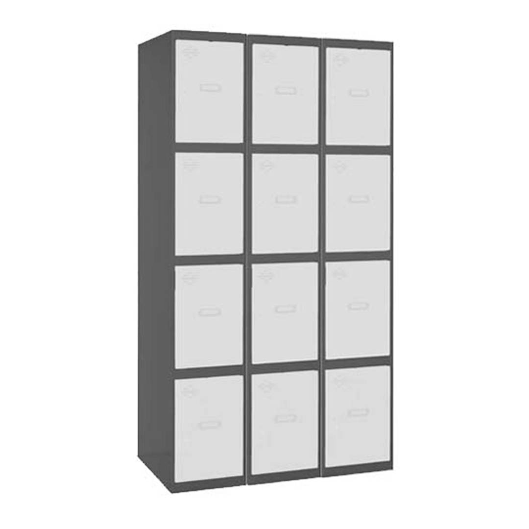 Metal storage locker with 3 modules and 4 compartments 1800 x 900 x 500 mm by Simonrack anthracite and white color