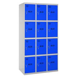 Metal storage locker with 3 modules and 4 compartments 1800 x 900 x 500 mm by Simonrack in gray and blue color