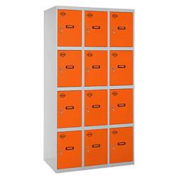 Metalen opbergkast met 3 modules en 4 vakken 1800 x 900 x 500 mm van RackMatic in grijze en oranje kleur