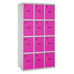Metal storage locker with 3 modules and 4 compartments 1800 x 900 x 500 mm by Simonrack in gray and pink color